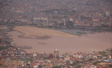Blick aus der Vogelperspektive auf das Viertel rund um den Boeung-Kak-See.
