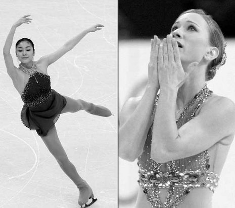 Gefeiert auf dem Eis: Kim Yu-Na (l.) und Joannie Rochette Fotos: dpa