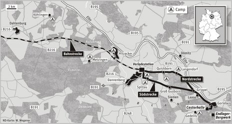 Karte der geplanten Route. ND-Karte: Wolfgang Wegener