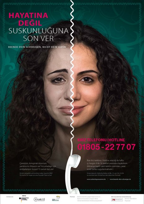 Plakat zur Pr&#228;ventionskampagne &#187;Beende Dein Schweigen&#171;