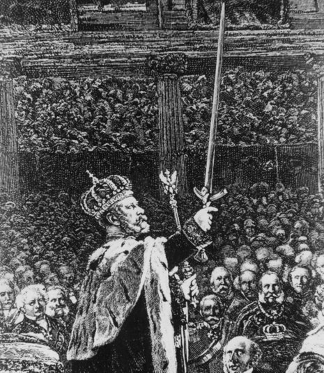 Wilhelm I. bei seiner Krönung zum König am 18.1. 1861 in Königsberg, 10 Jahre später wurde er Kaiser Abb.: dpa