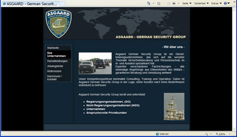 Jobangebote der &#187;Asgaard &#8211; German Security Group&#171; im Internet ND-Screenshot: Marita Kamischke
