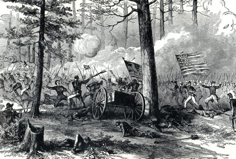 Szene aus der Schlacht bei Bentonville w&#228;hrend des US-amerikansichen B&#252;rgerkrieges Abb.: epd