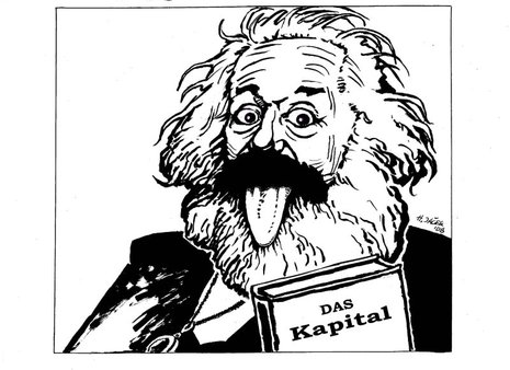Er wäre der ideale Krisenberater – Karl Marx. Zeichnung: Helmut Jacek