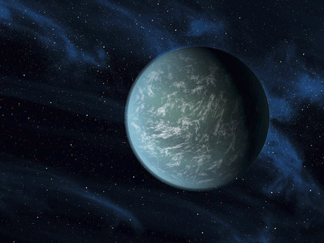 Möglicherweise gibt es sogar Wolken auf Kepler-22b. Grafik: dpa/NASA