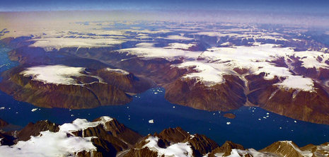 Treibeis in einem Fjord in Grönland