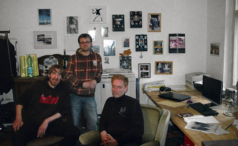Oliver Jung, Fotograf Marek Karakasevic und Frank Buchfelder (v.l.) mit Risograph